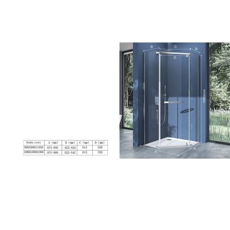 Cabina EGO-08, 90x90cm sau 100x100cm, sticla ESG 8mm transparenta, usa Batanta