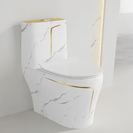 Vas WC Lazio Marble Rimless, 69x39 cm, Rezervor Inclus, Alb, montaj podea, capac cu soft-close inclus, Royalty Line by Ego