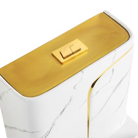 Vas WC Lazio Marble Rimless, 69x39 cm, Rezervor Inclus, Alb, montaj podea, capac cu soft-close inclus, Royalty Line by Ego