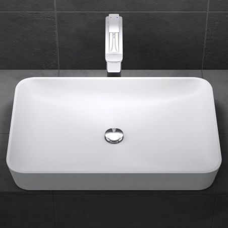 Lavoar EGO-815, compozit marmura,culoare Alb Mat , montaj pe blat, 60x40 cm