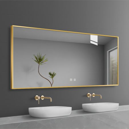 Oglinda Led, Cadru auriu, Dezaburire, Buton Touch, 3 Culori, Intensitate reglabila, dimensiuni 60 x 80 - 70 x 120 cm, Feliz