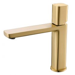 Baterie lavoar Alano, Auriu Mat, inaltime 19.6 cm, montaj pe lavoar