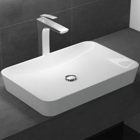 Lavoar EGO-815, compozit marmura,culoare Alb , montaj pe blat, 60x40 cm