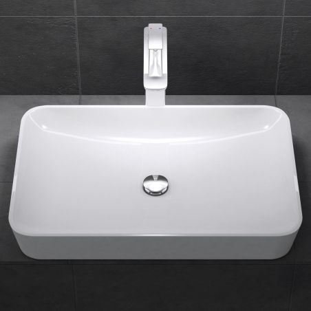 Lavoar EGO-815, compozit marmura,culoare Alb , montaj pe blat, 60x40 cm