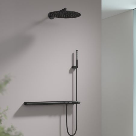 Sistem de dus si cada cu termostat Vernet, Negru Mat, 3 functii, montaj incastrat, Elio