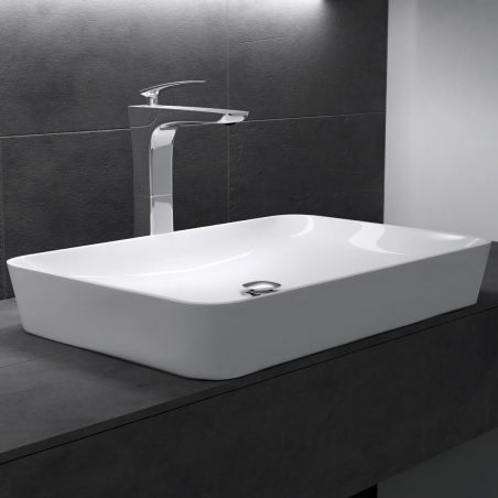 Lavoar EGO-815, compozit marmura,culoare Alb , montaj pe blat, 60x40 cm