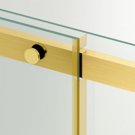 Cabina dus, perete fix si usa glisanta, sticla securizata de 8 mm, dimensiuni 80-90 x 120-140 cm, profil Auriu Mat, Giorgio