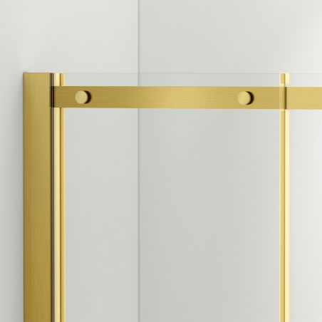 Cabina dus, perete fix si usa glisanta, sticla securizata de 8 mm, dimensiuni 80-90 x 120-140 cm, profil Auriu Mat, Giorgio