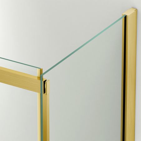 Cabina dus, perete fix si usa glisanta, sticla securizata de 8 mm, dimensiuni 80-90 x 120-140 cm, profil Auriu Mat, Giorgio