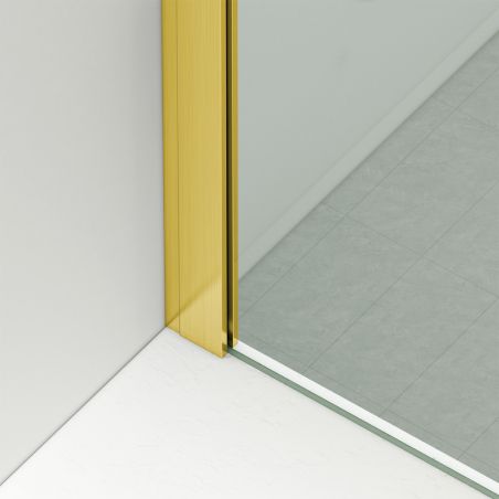 Cabina dus, perete fix si usa glisanta, sticla securizata de 8 mm, dimensiuni 80-90 x 120-140 cm, profil Auriu Mat, Giorgio