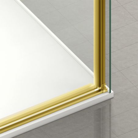 Cabina dus, perete fix si usa glisanta, sticla securizata de 8 mm, dimensiuni 80-90 x 120-140 cm, profil Auriu Mat, Giorgio