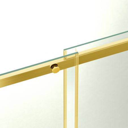Cabina dus, perete fix si usa glisanta, sticla securizata de 8 mm, dimensiuni 80-90 x 120-140 cm, profil Auriu Mat, Giorgio