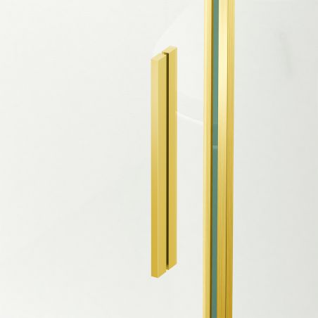 Cabina dus, perete fix si usa glisanta, sticla securizata de 8 mm, dimensiuni 80-90 x 120-140 cm, profil Auriu Mat, Giorgio