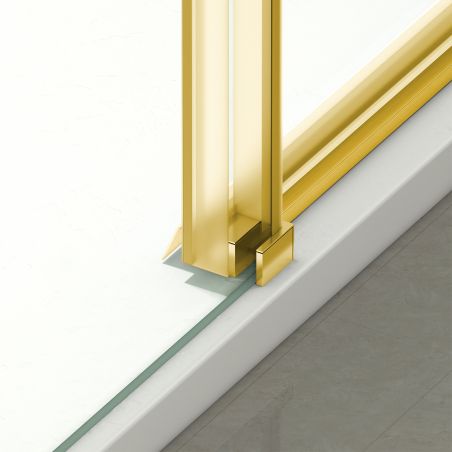 Cabina dus, perete fix si usa glisanta, sticla securizata de 8 mm, dimensiuni 80-90 x 120-140 cm, profil Auriu Mat, Giorgio
