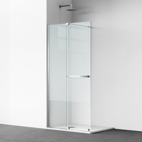 Perete dus Walk-In, sticla securizata de 6 mm, 2 elemente, glisant, dimensiuni 100-120x200 cm,  Crom, Benito