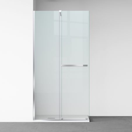 Perete dus Walk-In, sticla securizata de 6 mm, 2 elemente, glisant, dimensiuni 100-120x200 cm,  Crom, Benito