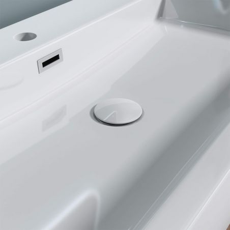 Lavoar EGO 06, Alb, lucios, dimensiuni: 76 sau 100 cm, montaj pe blat sau suspendat, compozit marmura, cu gaura baterie