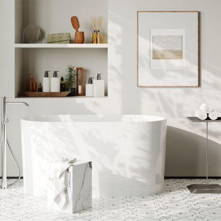 Cada tip japonez, Acril sanitar, Alb Lucios, 130x70 cm, Izolare termica, Freestanding, Tokyo