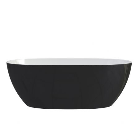 Cada de baie Zinon, Acril sanitar, Alb Lucios Interior, Negru Lucios Exterior, 160 sau 170 cm, izolare termica, freestanding