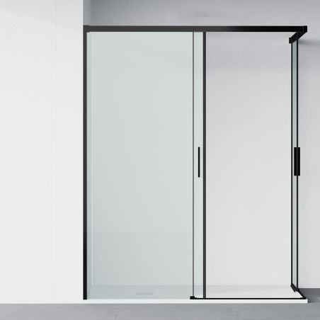 Cabina dus, 2 Usi Glisante, sticla securizata de 6 mm, 80-100 x 80-100 cm, profil Negru Mat, Medea