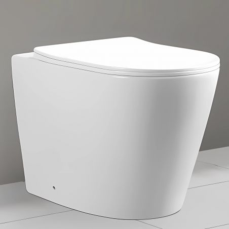 Vas WC EGO Galo, Rimless, Alb, 56x36 cm montaj podea, capac duroplast slim soft-close inclus