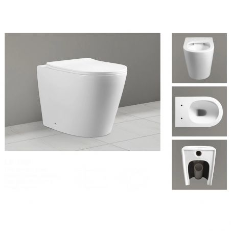 Vas WC EGO Galo, Rimless, Alb, 56x36 cm montaj podea, capac duroplast slim soft-close inclus