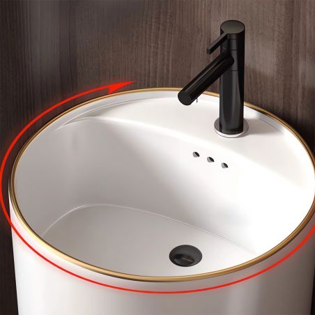 Lavoar stativ, freestanding, Alb Lucios, ceramica sanitara, 45x85 cm, cu gaura baterie, Viena Gold Line