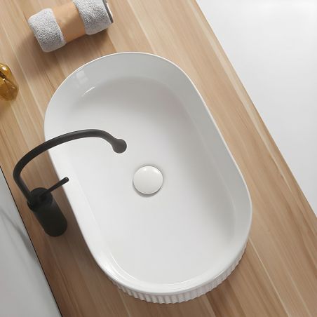 Lavoar, Alb Lucios, ceramica sanitara, 55x34 cm, montaj pe blat, Eliza