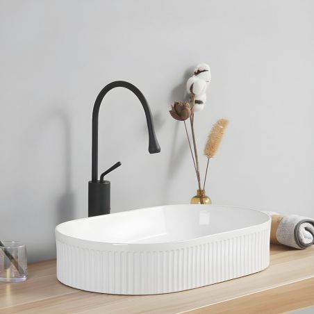 Lavoar, Alb Lucios, ceramica sanitara, 55x34 cm, montaj pe blat, Eliza