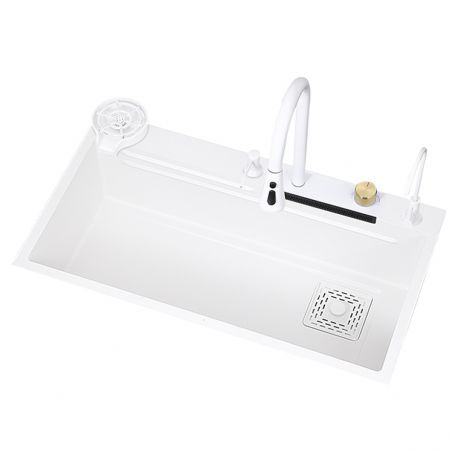 Statie chiuveta Bucatarie, Spalator Pahare, Baterie, Dozator sapun, otel inoxidabil, Alb, 80x45 cm, Zeno