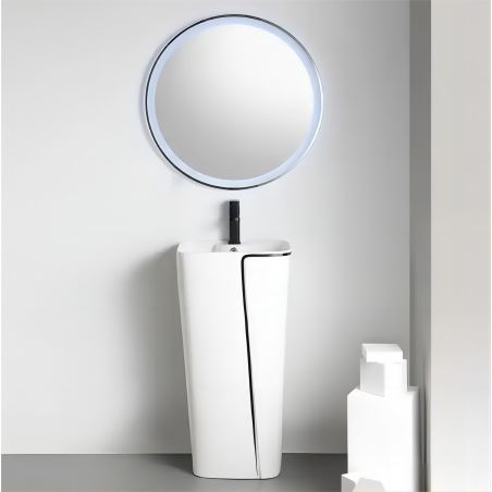 Lavoar stativ Lazio, 43x36x86 cm, montaj pe podea, cu gaura de baterie, ceramica sanitara, Royalty Line by Ego