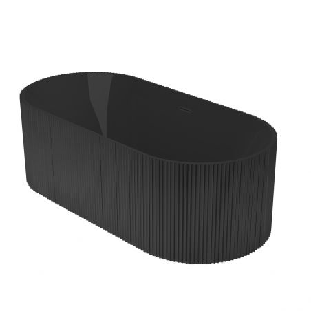Cada de baie, freestanding, Iluminare Led, senzor miscare,  Acril, ventil  inclus, Negru Lucios, 170x80 cm, Eliza