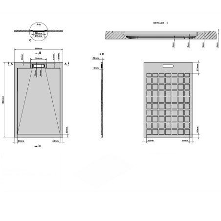 Cadita de dus, Alb Calacatta, finisaj Marble Mat, compozit mineral, dimensiuni 100-160x70-90 cm, decupabila, Antonio