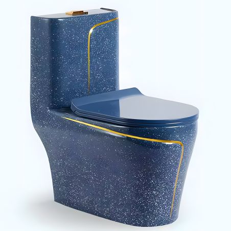 Vas WC Lazio Albastru Terrazo, Rimless, SifonFlush, 69x39 cm, Rezervor Inclus, montaj podea, capac inclus, Royalty Line by Ego