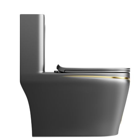 Vas WC Lazio Gun Grey Rimless, 69x39 cm, Rezervor Inclus, montaj podea, capac cu soft-close inclus, Royalty Line by Ego