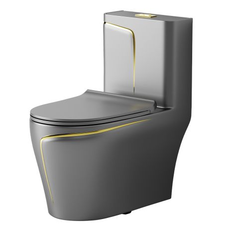 Vas WC Lazio Gun Grey Rimless, 69x39 cm, Rezervor Inclus, montaj podea, capac cu soft-close inclus, Royalty Line by Ego