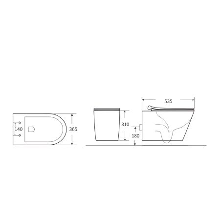 Vas WC EGO Galo Rimless, Negru mat, 53x36 cm, montaj suspendat, capac duroplast slim soft-close inclus