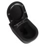 Vas WC EGO Galo Rimless, Negru mat, 53x36 cm, montaj suspendat, capac duroplast slim soft-close inclus Vas WC EGO Galo Rimless, Negru mat, 53x36 cm, montaj suspendat, capac duroplast slim soft-close inclus