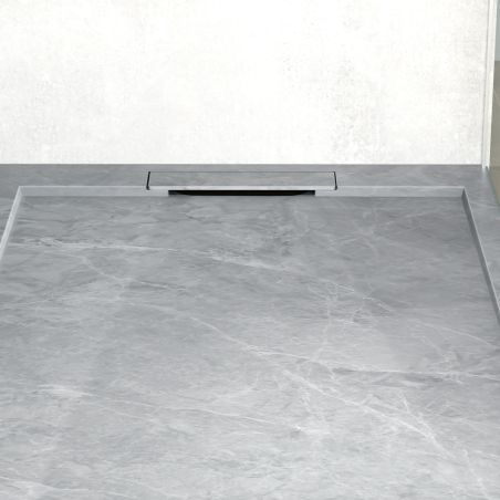 Cadita de dus, Gri Pietra, finisaj Marble Mat, compozit mineral, dimensiuni 100-160x70-90 cm, decupabila, Antonio