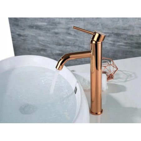 Baterie lavoar EGO-Lun High, montaj pe lavoar, perlator, Rose Gold