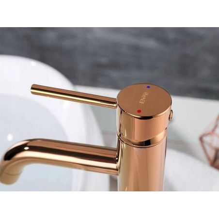Baterie lavoar EGO-Lun High, montaj pe lavoar, perlator, Rose Gold