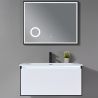 Mobilier baie cu lavoar din compozit corian, iluminare cu banda Led, inchidere Soft Close, dimensiune : 90x52 cm, Halo