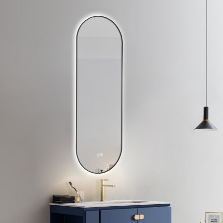 Oglinda Led, Dezaburire, 3 Culori, Touch, 5 mm, cadru ultra-slim negru, dimensiuni 50x100-40x120 cm, Victoria