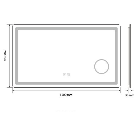 Oglinda Led, cu Lupa cosmetica, Dezaburire, Touch, 3 Culori, 5 mm, dimensiuni 70-80 x 60-90-10-120-140 cm, Velora