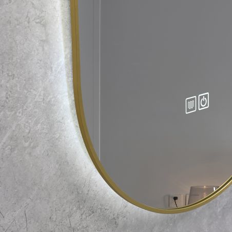 Oglinda Led, Dezaburire, 3 Culori, Touch, 5 mm, cadru ultra-slim auriu, dimensiuni 50x100-40x120 cm, Victoria