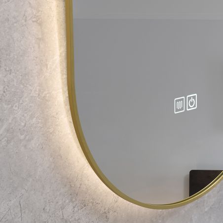 Oglinda Led, Dezaburire, 3 Culori, Touch, 5 mm, cadru ultra-slim auriu, dimensiuni 50x100-40x120 cm, Victoria