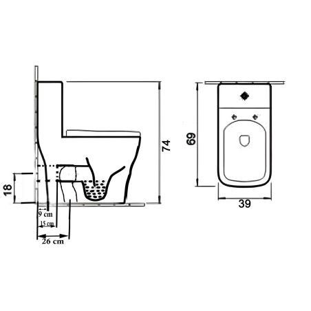 Vas WC Lazio Albastru Terrazo, Rimless, SifonFlush, 69x39 cm, Rezervor Inclus, montaj podea, capac inclus, Royalty Line by Ego