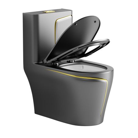 Set Vas wc rezervor inclus si lavoar stativ Lazio Gun Grey, Rimless, montaj pe podea, ceramica sanitara, Royalty Line by Ego