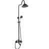 Sistem de dus, 3 functii, tip ploaie, pipa cada rotativa, dus de mana, montaj pe perete, Negru Mat, Oslo