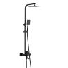 Sistem dus, montaj pe perete, 3 functii, dus tip ploaie, dus de mana, pipa cada rotativa, alama, Negru Mat, Optima Sistem dus, montaj pe perete, 3 functii, dus tip ploaie, dus de mana, pipa cada rotativa, alama, Negru Mat, Optima